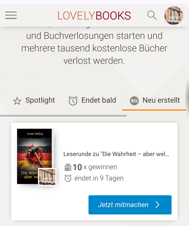 LovelyBooks - Start der Lesrunde